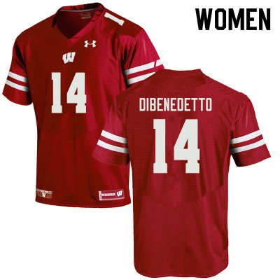Women's Wisconsin Badgers NCAA #14 Jordan DiBenedetto Red Authentic Under Armour Stitched College Football Jersey QW31P01PN